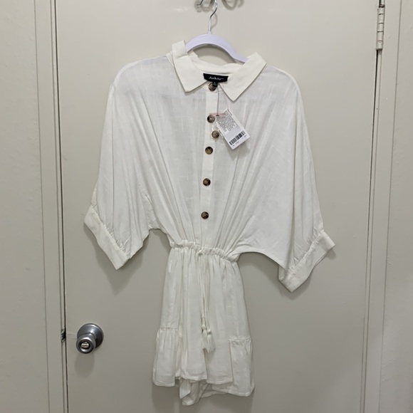 Aaakaa white linen romper NWT - Picture 2 of 4